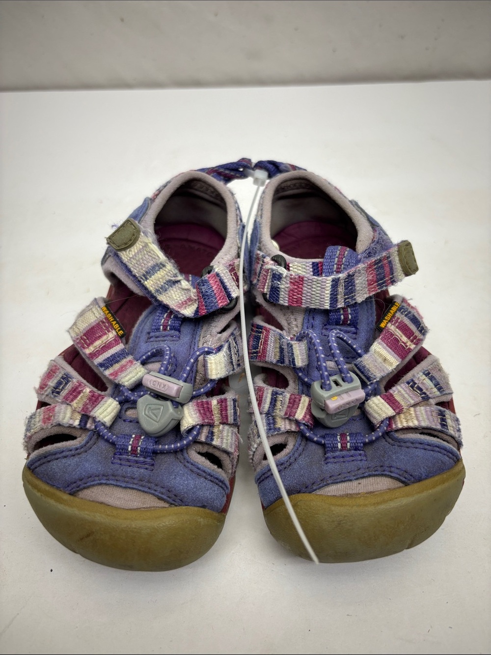 Keen Kids Purple and Pink Striped Closed-Toe Sandals, SZ 9 toddler girl, box 15
